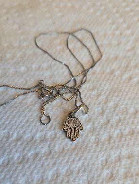 Hand Of Hamsa Crystal Pendant Necklace